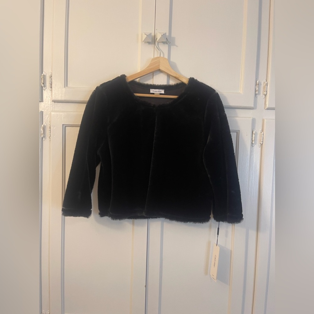 Calvin Klein Black Faux Fur Jacket